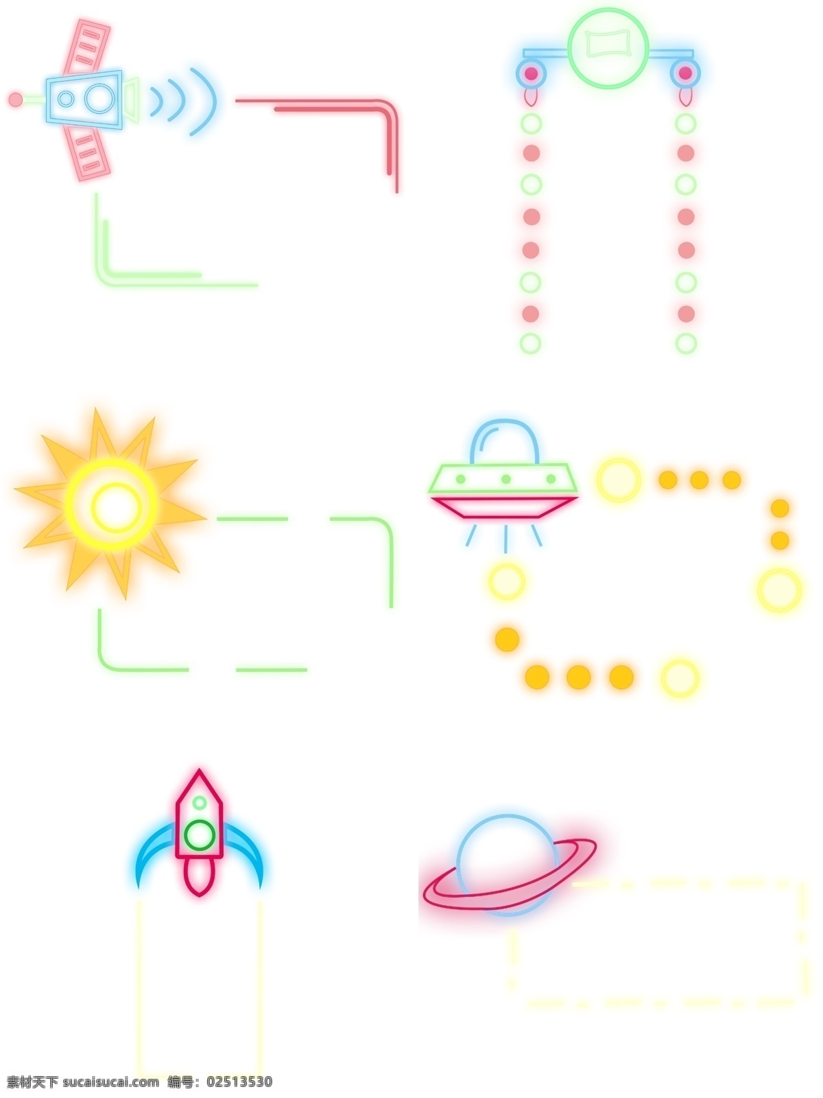 电商 霓虹灯 边框 卡通 宇宙 风 套 图 套图