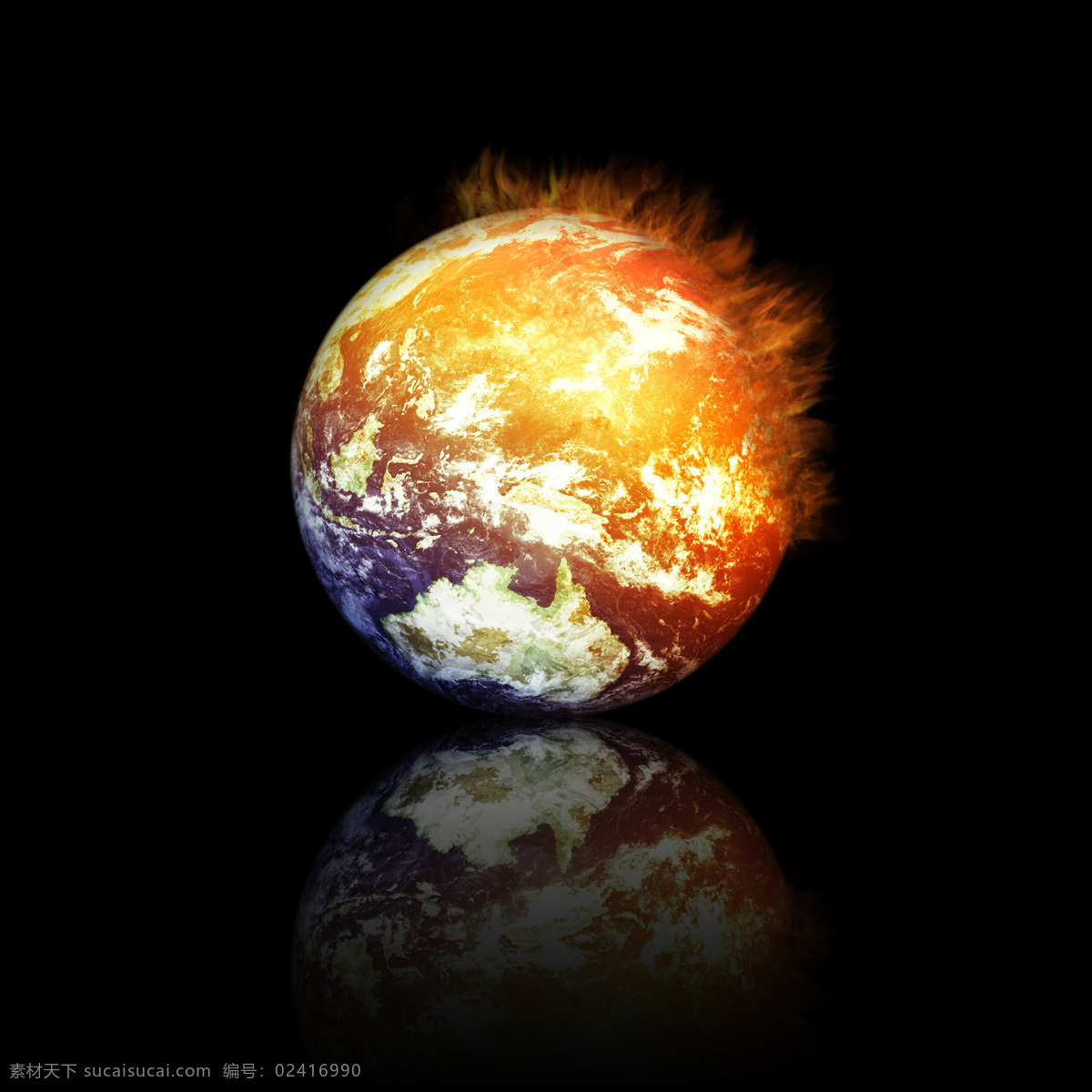 着火 地球 创意设计 高清大图 火焰 星球