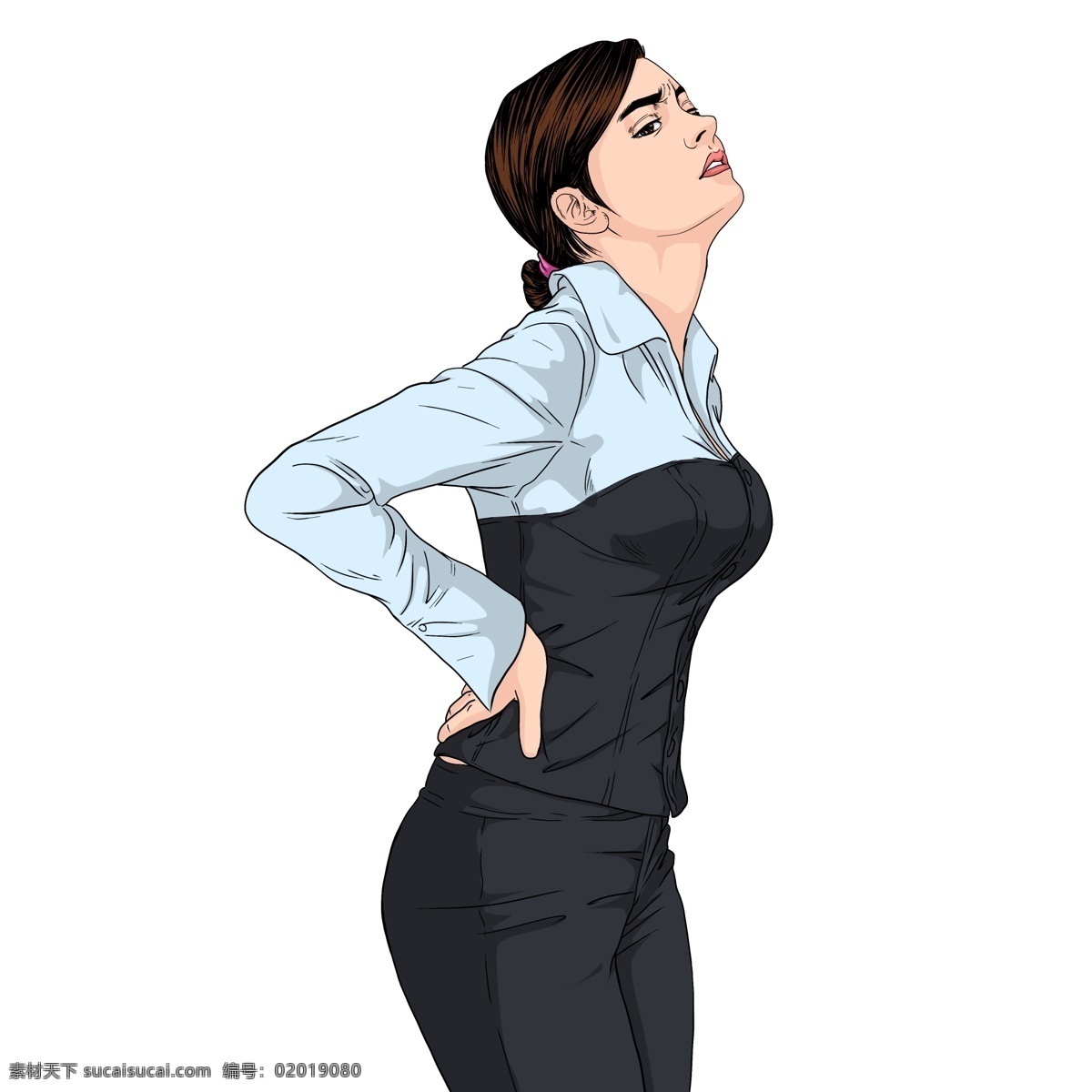 手绘 风 腰痛 人 商用 腰痛的人 人物 女性 装饰图案