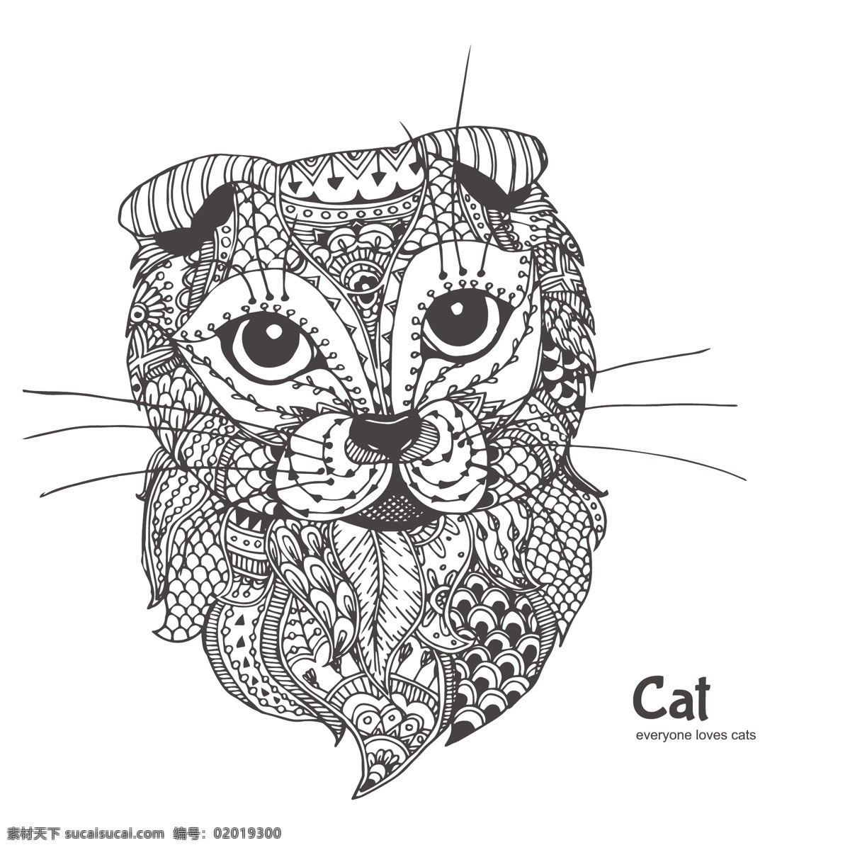 时尚 艺术 手绘 小猫 插画 动物 头像