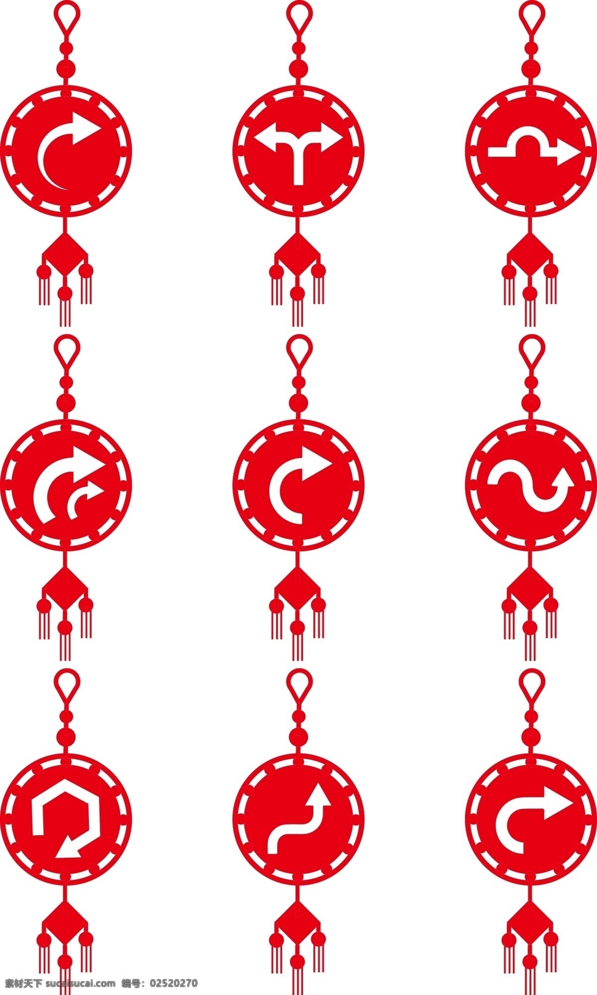 新年 挂坠 箭头 元素 商用 春节 海报元素 红色 喜庆 电商元素