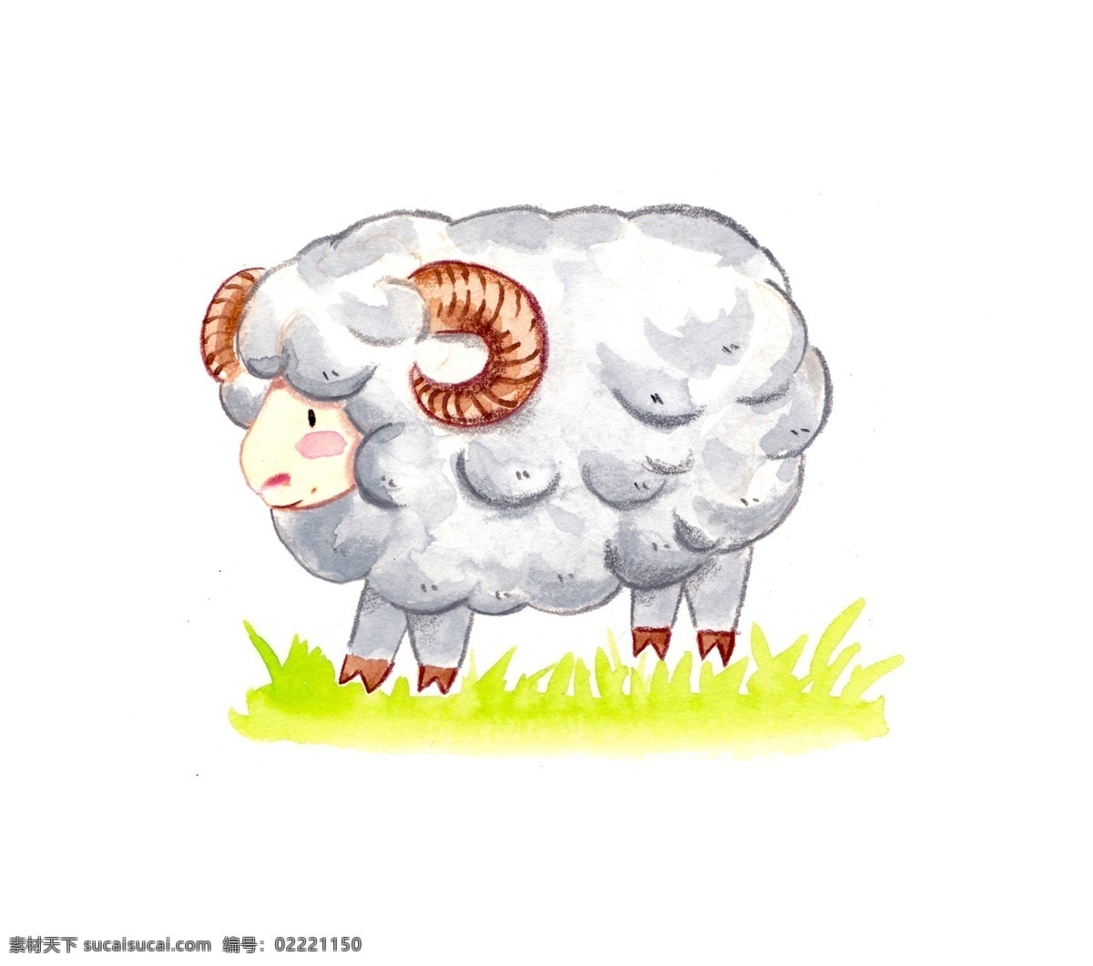 水彩 手绘 可爱 小绵羊 水彩手绘 水彩小动物 绘本小动物 绘本 可爱小绵羊 儿童简笔画 纸绘 小羊