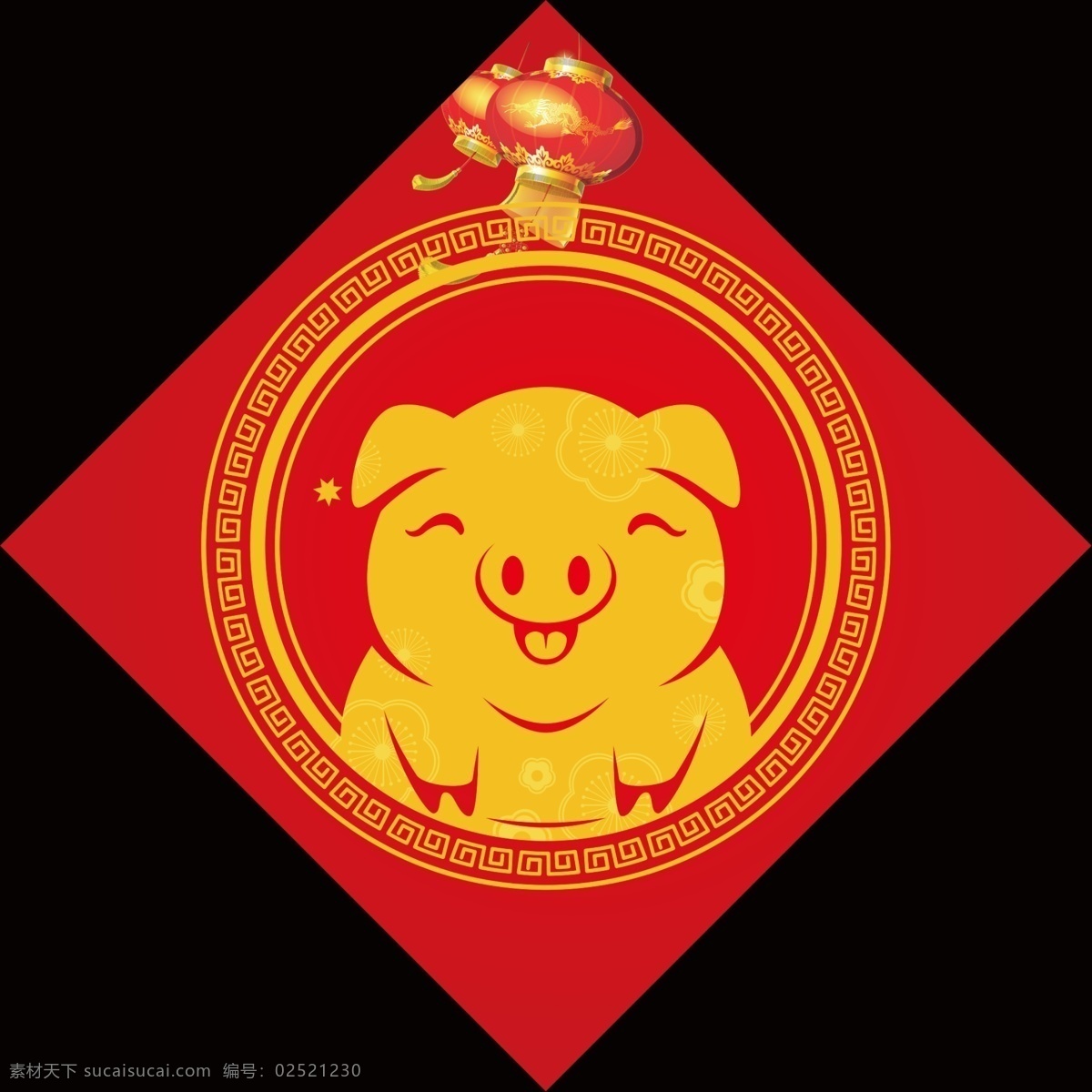 新春福字 福字 金色福字 杏花村 福 春 2019 背景 猪年 分层