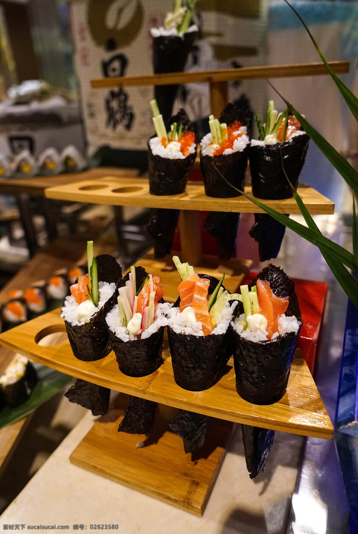 日本料理 手卷 寿司 层 架 日本 料理 层架 自助餐 餐饮美食 西餐美食
