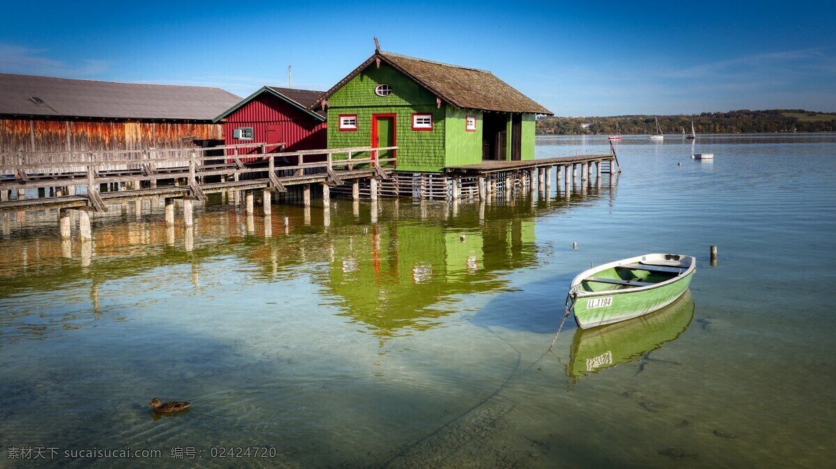 船上的房子 船 湖 水 心情 景观 木屋 绿色 自然景观 建筑景观