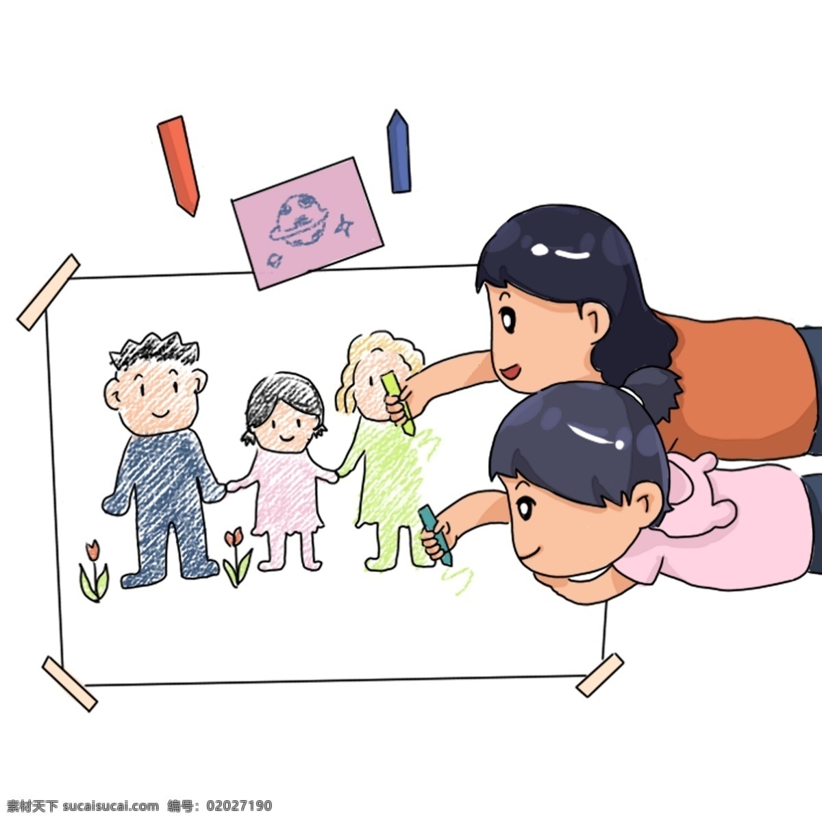 手绘 卡通 教 孩子 画画 免费 免 抠 教小孩画画 美术老师 父母教育 手绘美术 可爱卡通