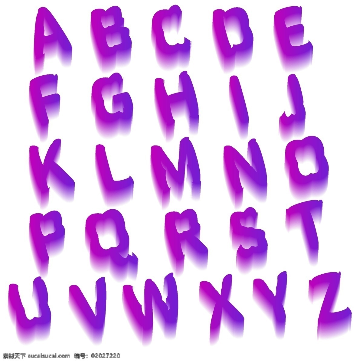 紫色 渐变 字母 集合 a b c d e f g h i j k l n o p q r s t u v w x y z