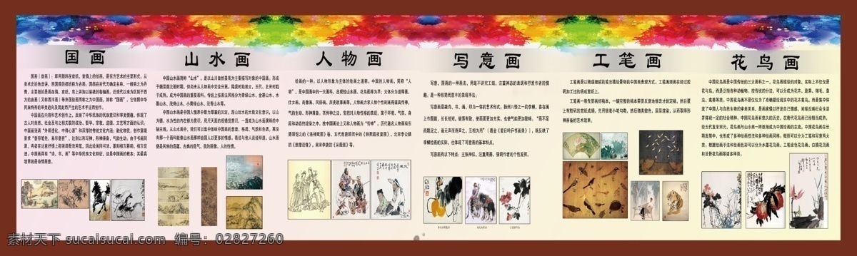 美术展板 画的分类 画简介 中国画 油画 水粉画 分层