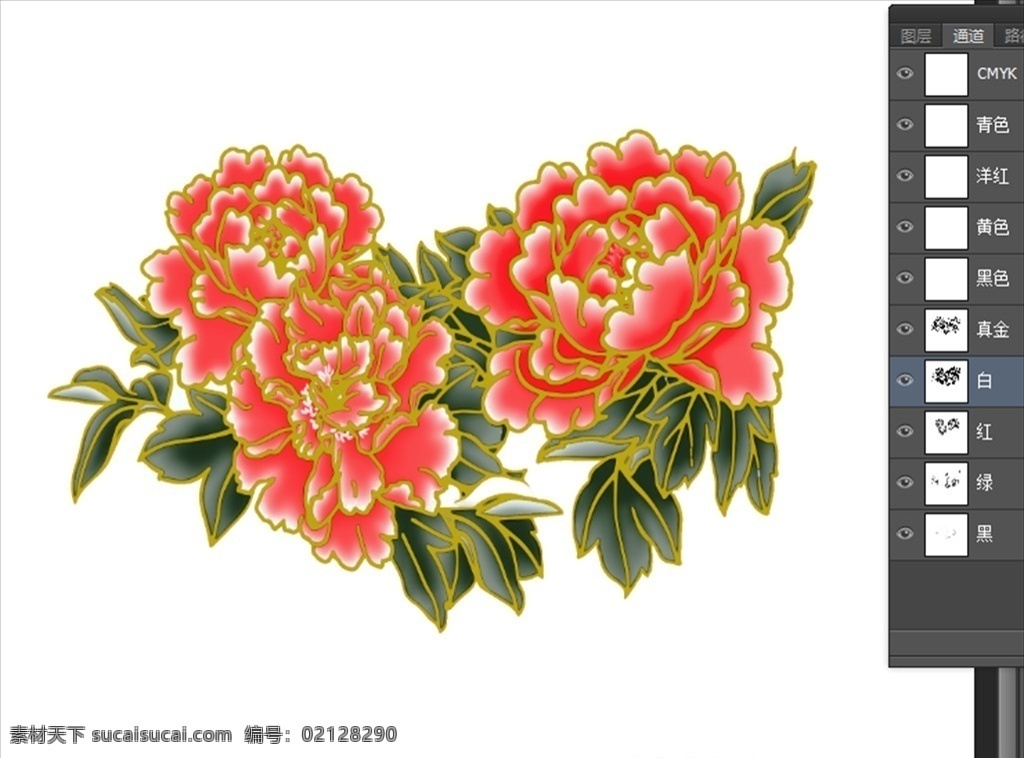 牡丹花 牡丹 花 分色 叶子 彩色花 花花纸 底纹边框 花边花纹