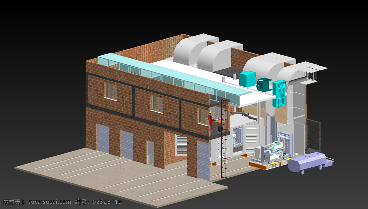 柴油 发电机 达 2000 kva 试验室 3d模型素材 其他3d模型