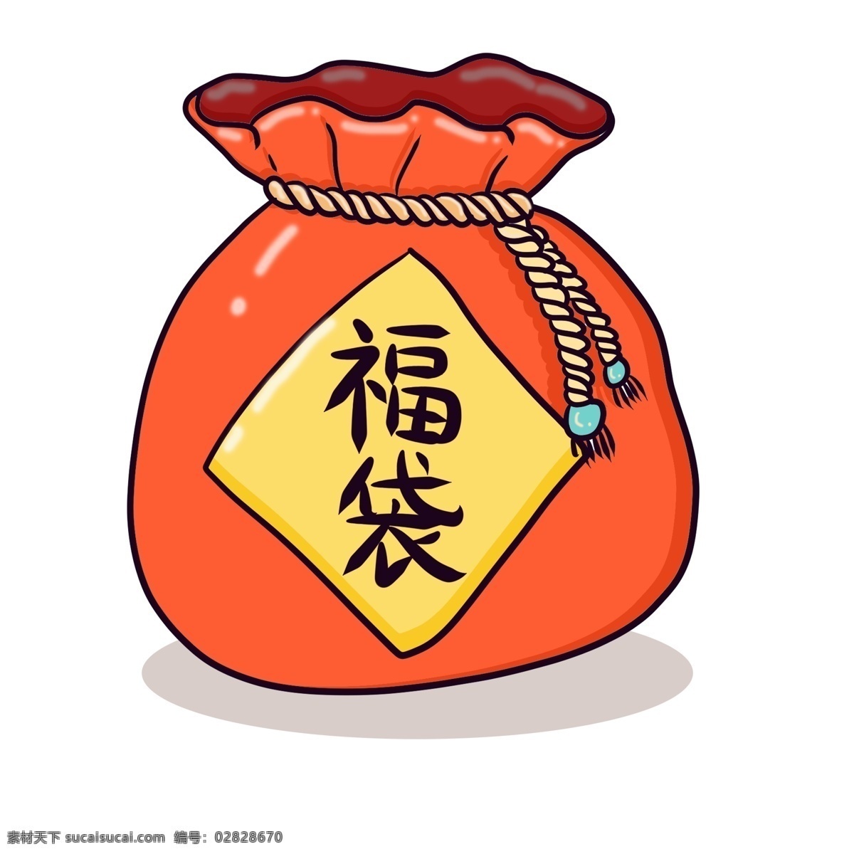 手绘 福 袋 新年 原创 商用 元素 红色 福袋