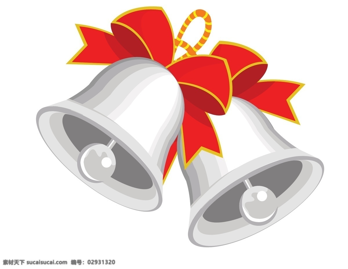矢量 灰色 铃铛 圣诞节 装饰 元素 红色 蝴蝶结 ai元素 灰色铃铛 免扣元素
