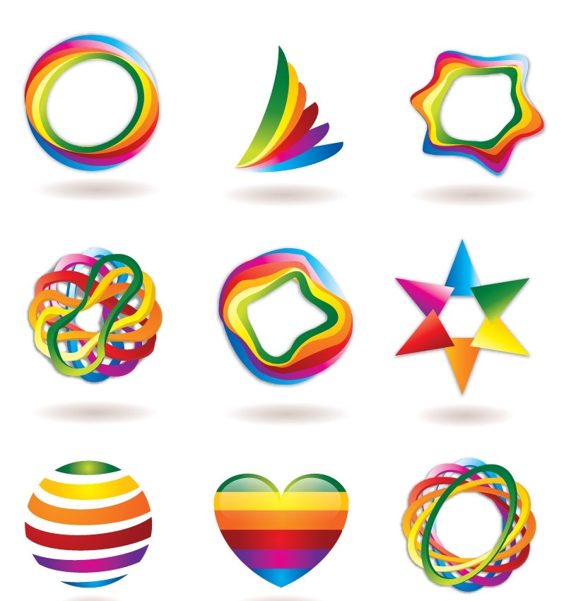 七彩 3d 标志 标识 logo 元素 立体 多彩 动感 圈圈 线条 星星 旋转 圆形 图形 图标 矢量 图标矢量主题 小图标 标识标志图标