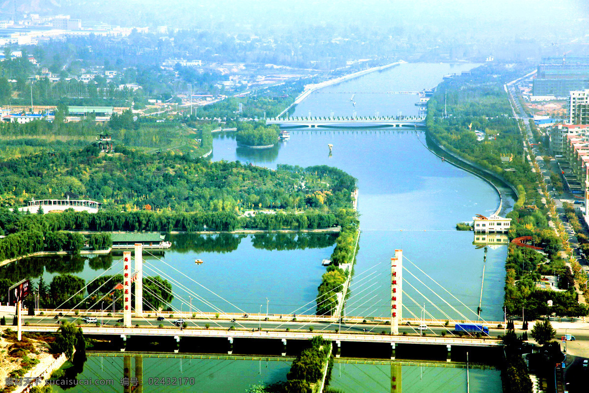 涧河两岸 城市建设 桥梁 航拍公园 湖水 涧河 绿化 自然景观 建筑景观