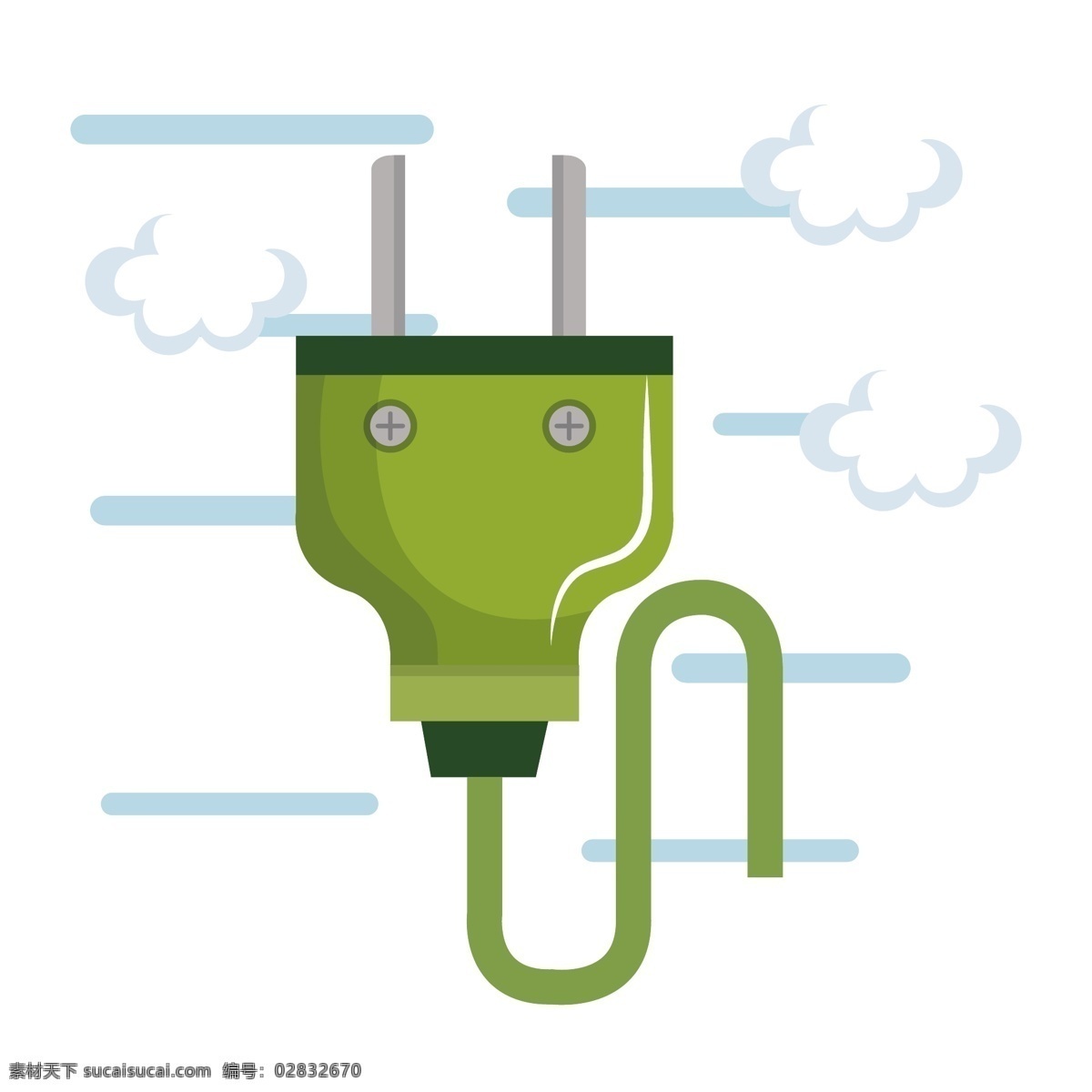 绿色 插头 矢量 绿色插头 绿色充电器 充电器 卡通 卡通充电器 可爱 可爱充电器 白云