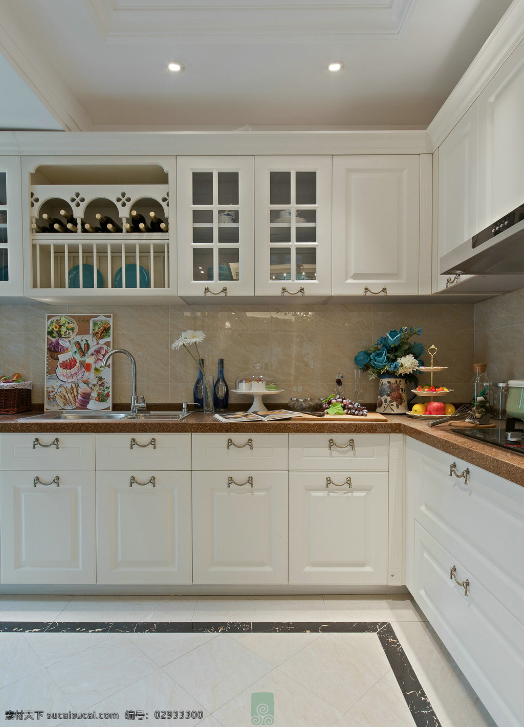 简约时尚厨房白色橱柜装修效果图图片素材-编号29344176-图行天下