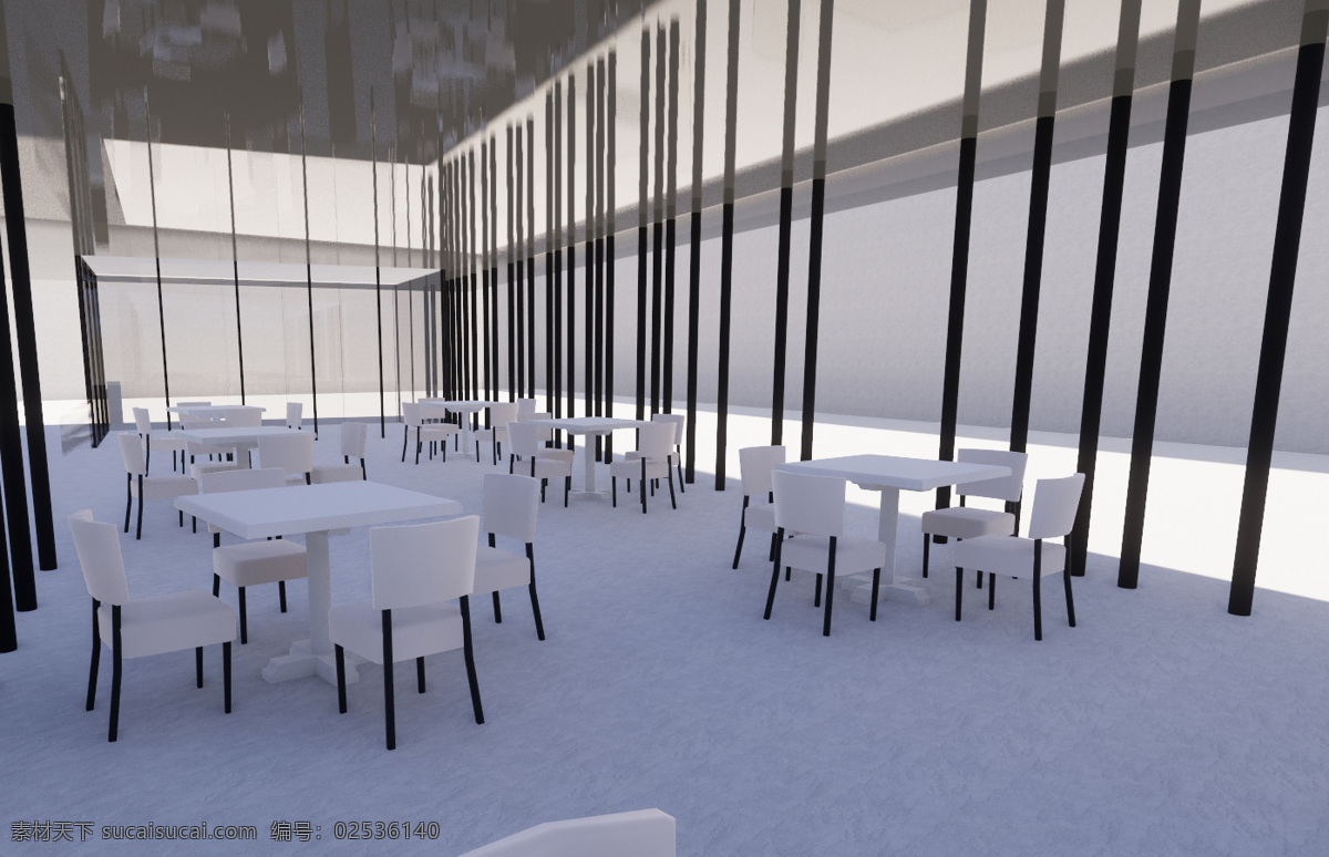 现代 简约 咖啡厅 精装 商务 室内 室外 建筑 效果图 桌椅 轻钢 格栅 玻璃