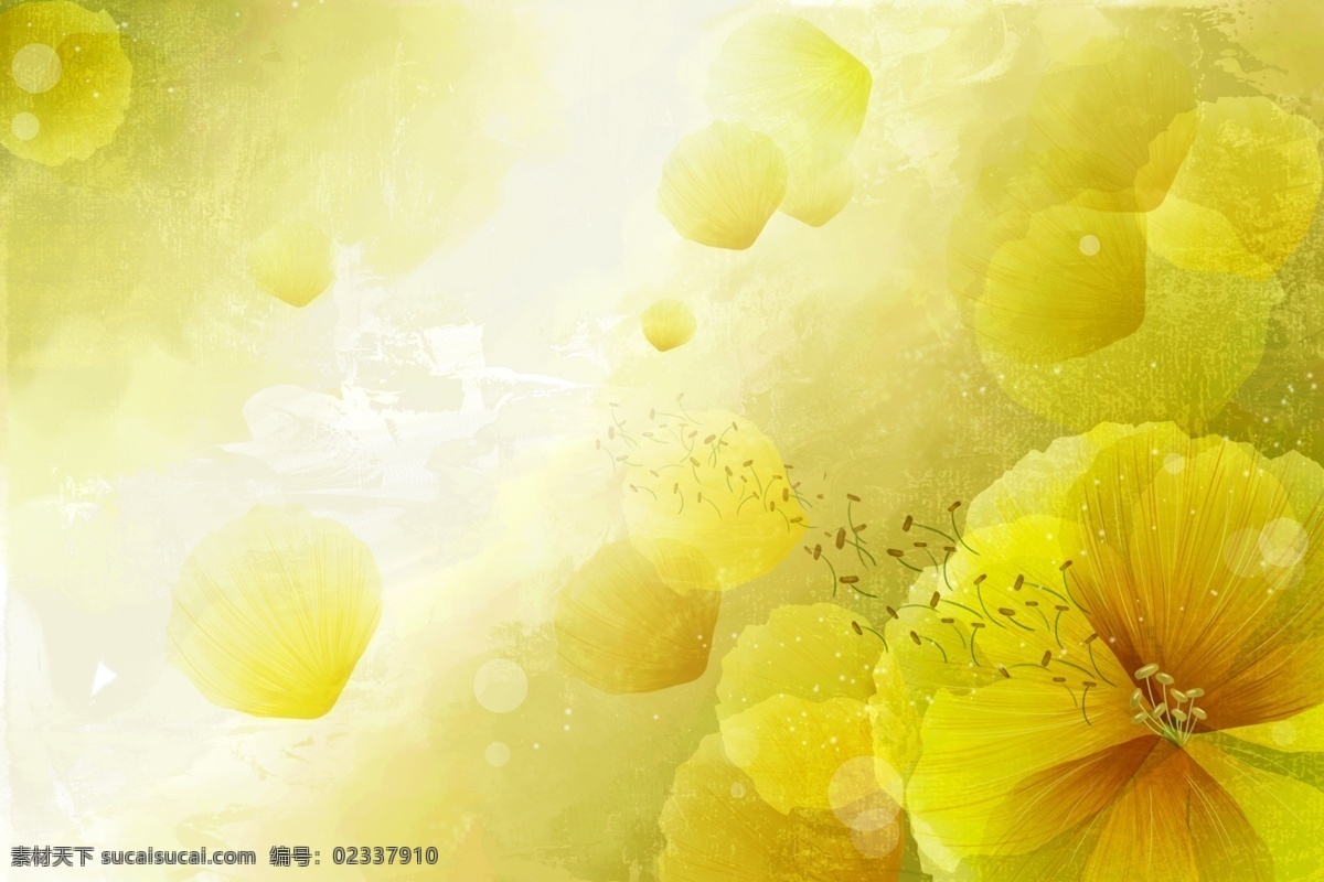 黄色浪漫背景 花朵背景图 花朵 背景 黄色 墙纸 壁纸 渐变 素材背景 梦幻 唯美 色彩 水彩 源文件 分层 背景素材