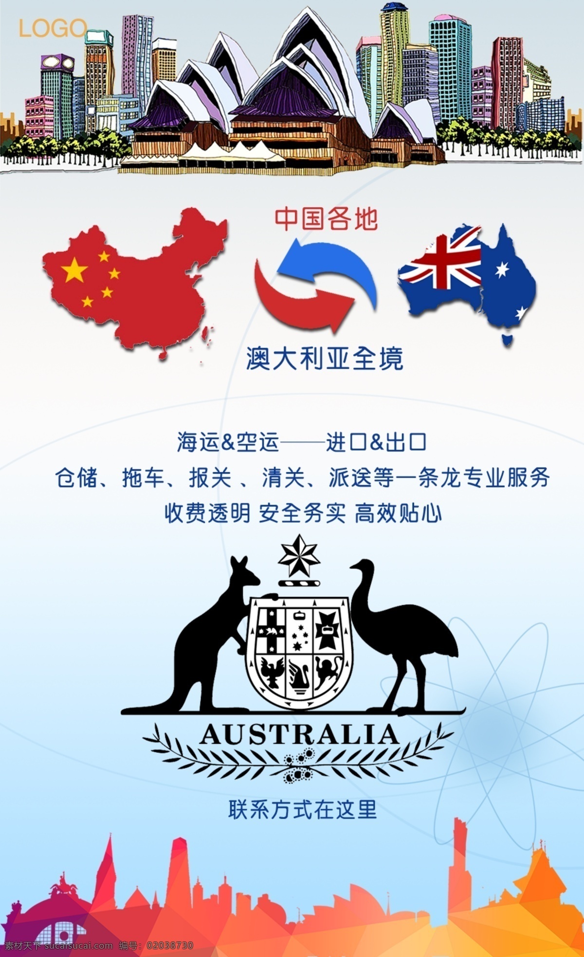 澳洲 进出口 宣传海报 袋鼠 澳洲往来 进口 出口 海运 空运