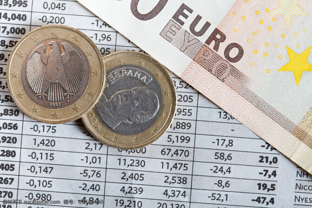 欧元 硬币 纸币 数据 背景 欧元纸币 外钞 金融 金融货币 商务金融