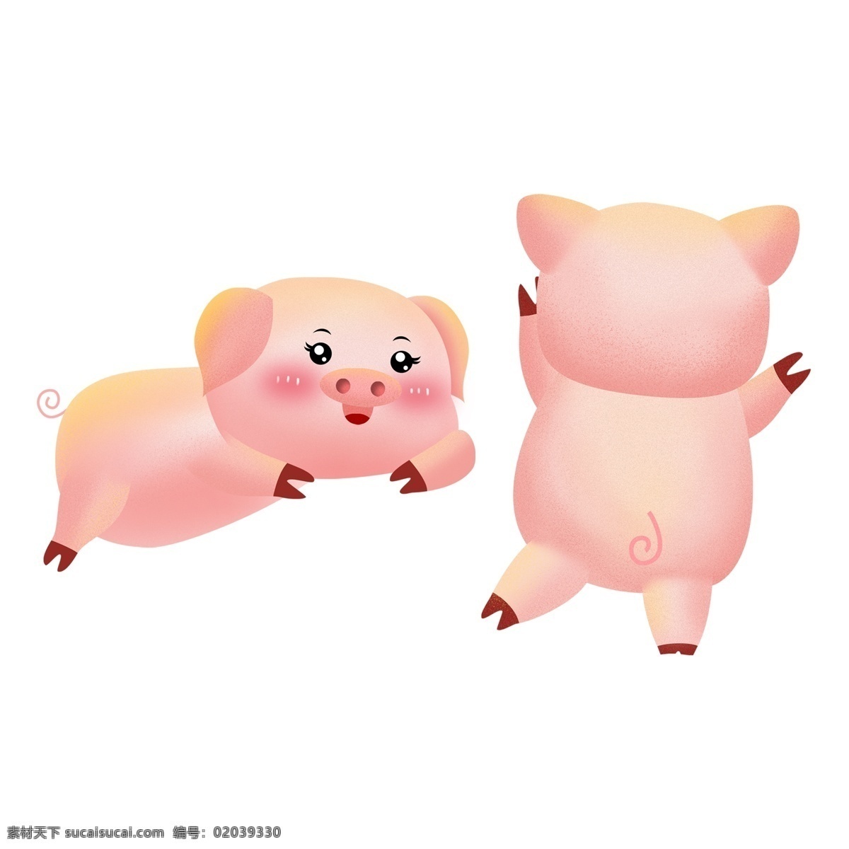 手绘 卡通 小 猪 装饰 小猪 动物 手绘元素 透明素材 猪年 png元素 免抠元素