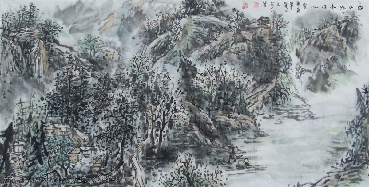 山水风景 写意 水墨画 名画 山水写意画 山水画 国画 中国画 绘画艺术 装饰画 挂画 书画文字 文化艺术