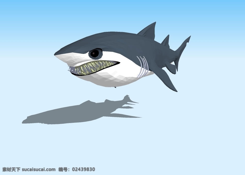 卡通 鲨鱼 3d 模型 动物 海鱼 凶猛 利齿 三维 立体 poss 造型 精模 skp 精品 3d设计 其他模型