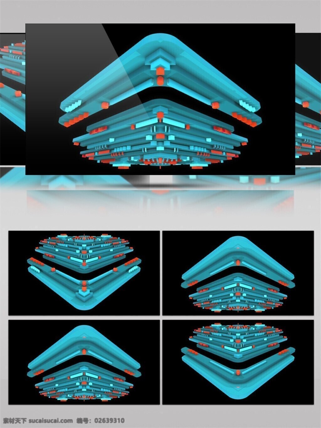 物体 正立 倒立 动态 视频 卡通3d 科技蓝色 视频素材 动态视频素材