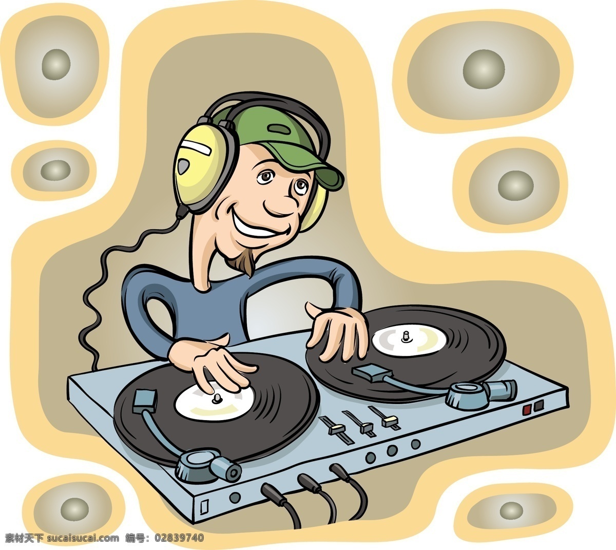 卡通 音乐 dj 插画 矢量