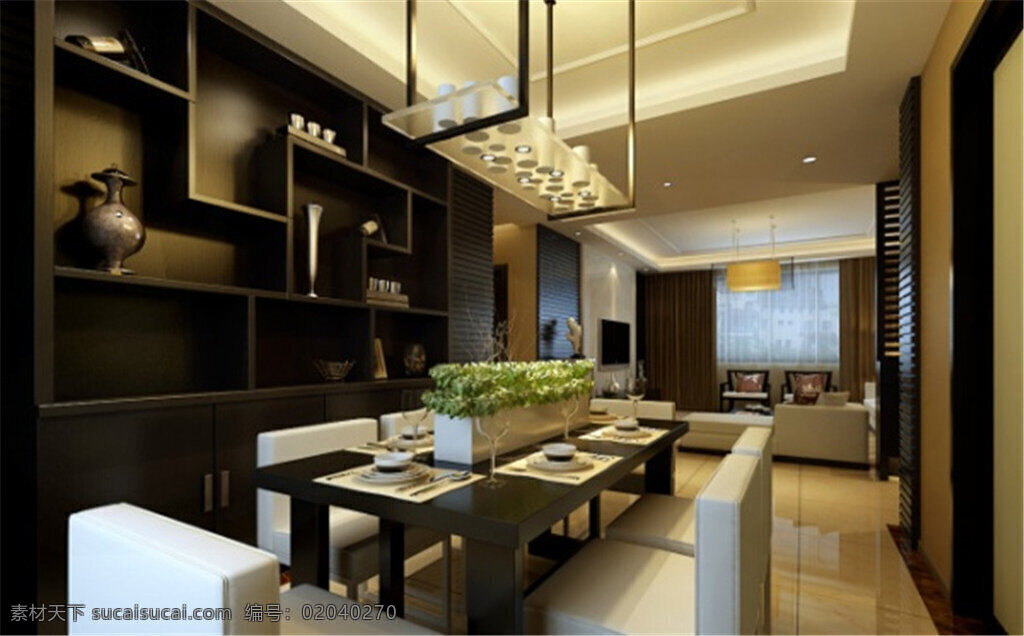 现代艺术 餐厅 模型 艺术 3d模型 max 黑色 时尚现代 室内装饰 餐厅模型