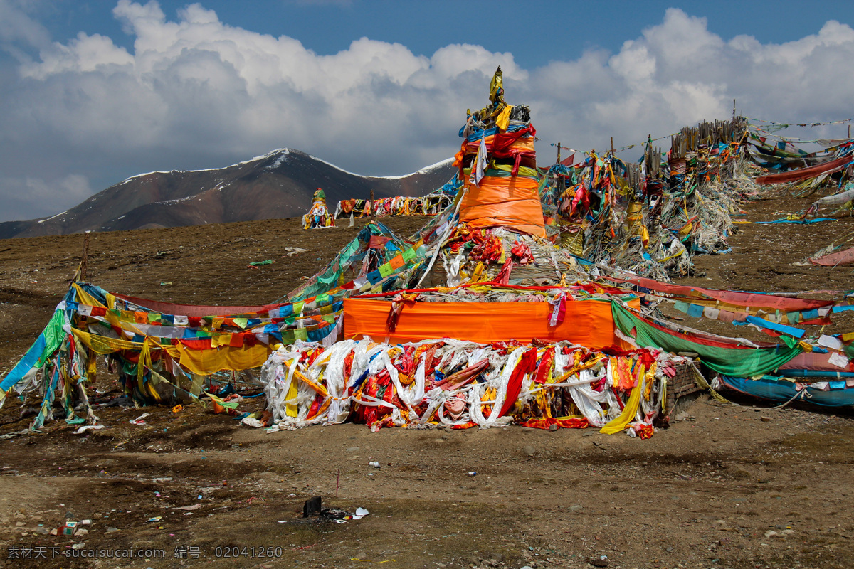 经幡 藏传佛教 风景 山水风景 自然景观 旌旗 风马旗 祈祷幡 文化艺术