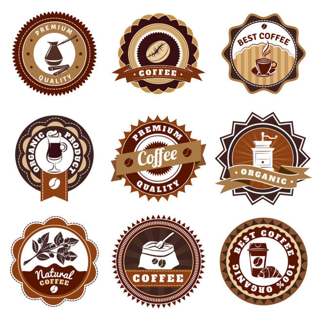 咖啡饮料标签 咖啡logo 咖啡 茶饮 外国 国外 西方 欧美 西式 欧式 另类 非主流 经典 美术 简洁 精美 简单 标准 咖啡字母标签
