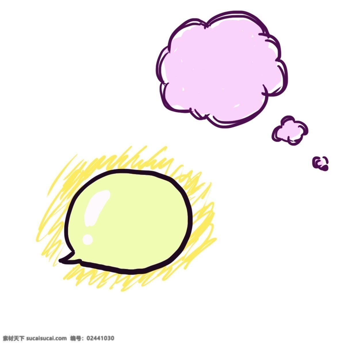 卡通 手绘 高清 思考 气泡 对话 漂浮 手绘气泡 黄色气泡 对话气泡 思考气泡 气泡素材