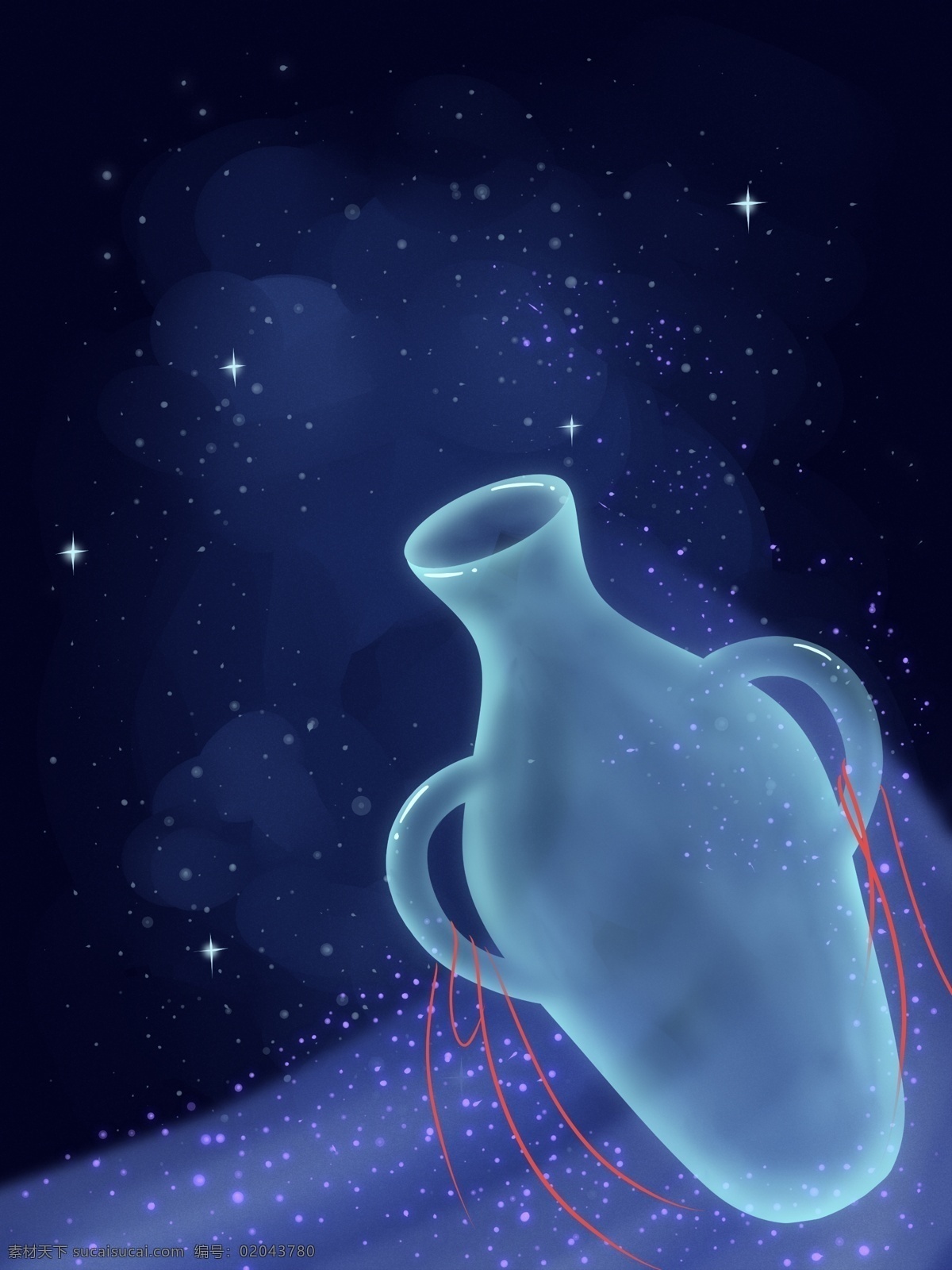 大气 蓝色 水瓶 座 星座 插画 背景 蓝色背景 水瓶座 星空背景 色彩背景 特邀背景 夜晚背景 通用背景