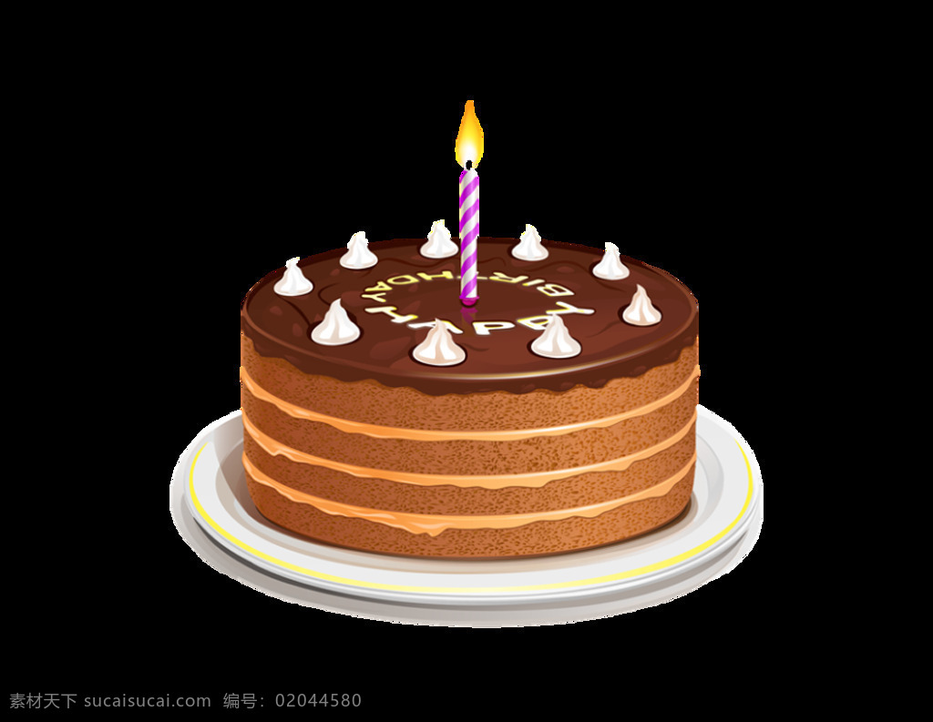 卡通 咖啡色 蛋糕 元素 png元素 免抠元素 庆祝 生日 透明素材