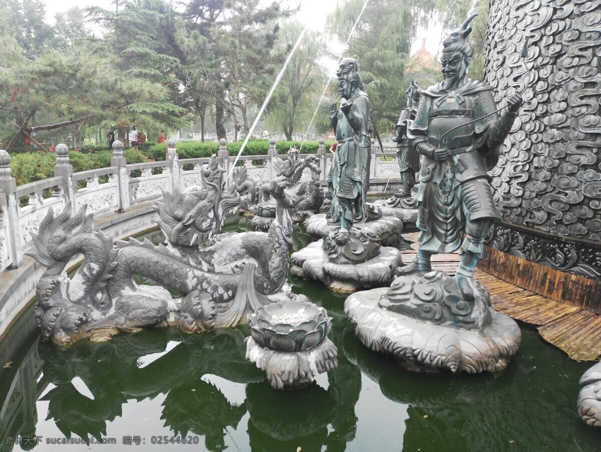潍坊 金泉 寺 水池 雕塑 喷泉 佛 金泉寺 拜佛 阿弥陀佛 雕塑喷泉 喷泉雕塑 石龙头 佛像 建筑园林
