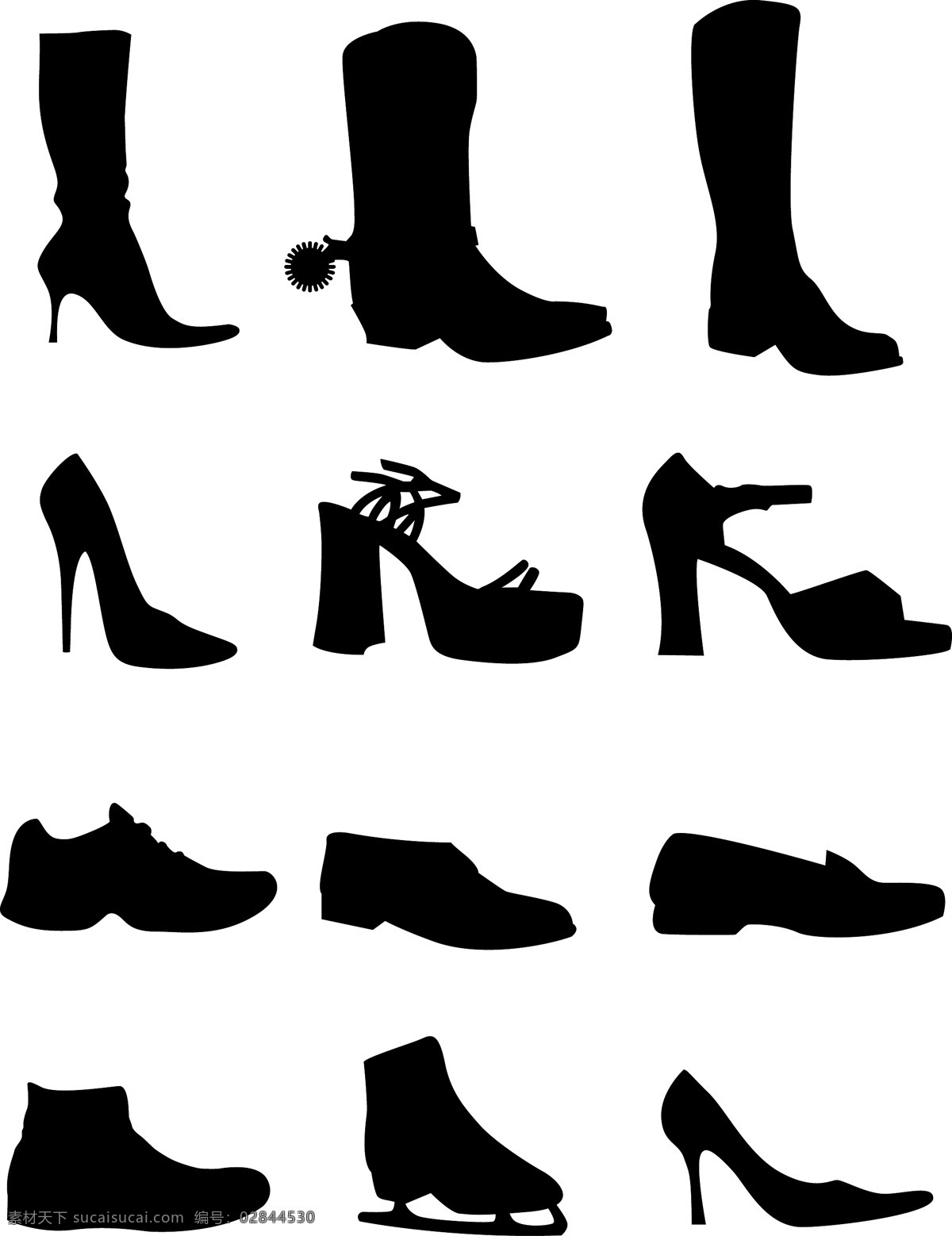 鞋子剪影 剪影 鞋子 靴子 皮鞋 男鞋 女鞋 高跟鞋 溜冰鞋 小图标 标识标志图标 矢量