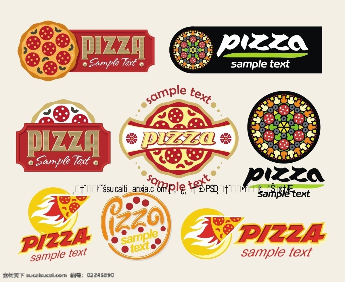 矢量 披萨 元素 款 标签 pizza 番茄 辣椒 西红柿 洋葱 海报 其他海报设计