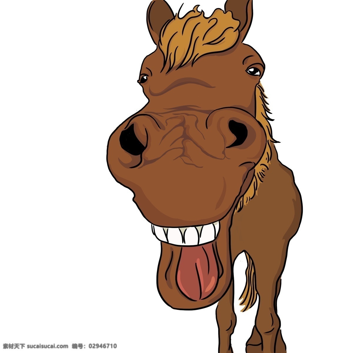 张大 嘴巴 高兴 马儿 插画 一匹马 开心马 张大嘴巴的马 高兴的马儿 动物开心表情 开心的动物 表情