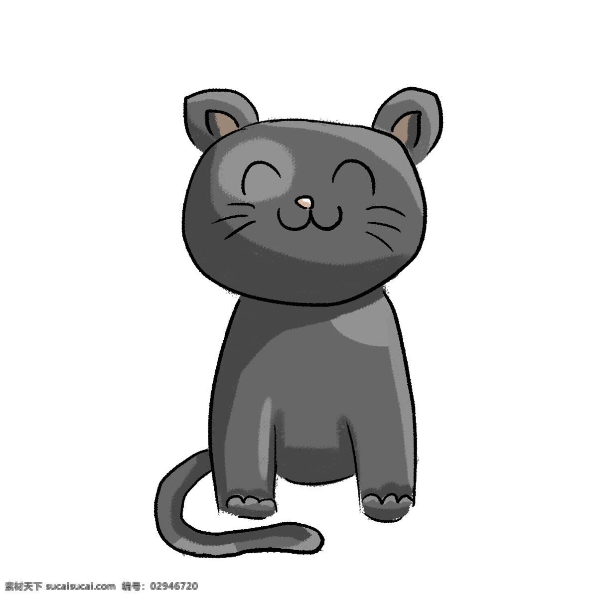可爱 猫咪 手绘 插画 黑色 灰色 猫 小猫 小猫咪 小动物 动物 宠物 萌宠 萌
