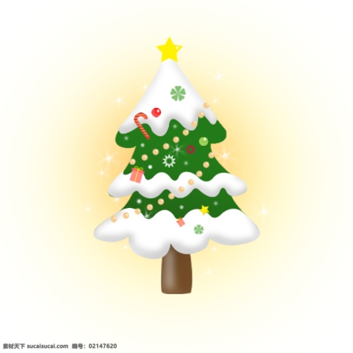 圣诞树 圣诞 矢量 卡通 可爱 商用 元素 几何 发光 可商用
