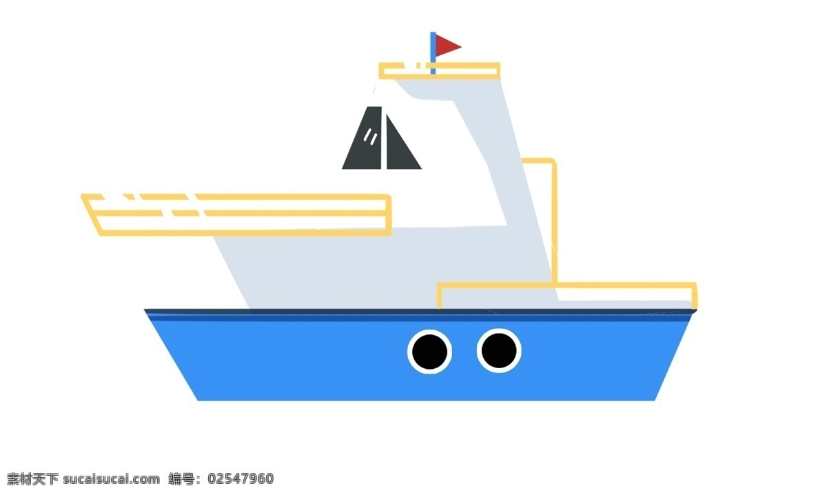 海上游轮轮船 旗子 交通 出海