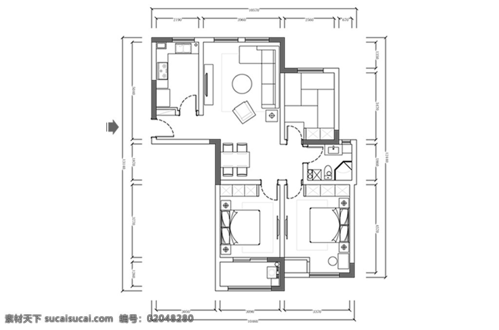 小 户型 cad 平面 方案 cad平面图 高层 图 定制 居室布局定制 三室一厅 居室 平面图 多层