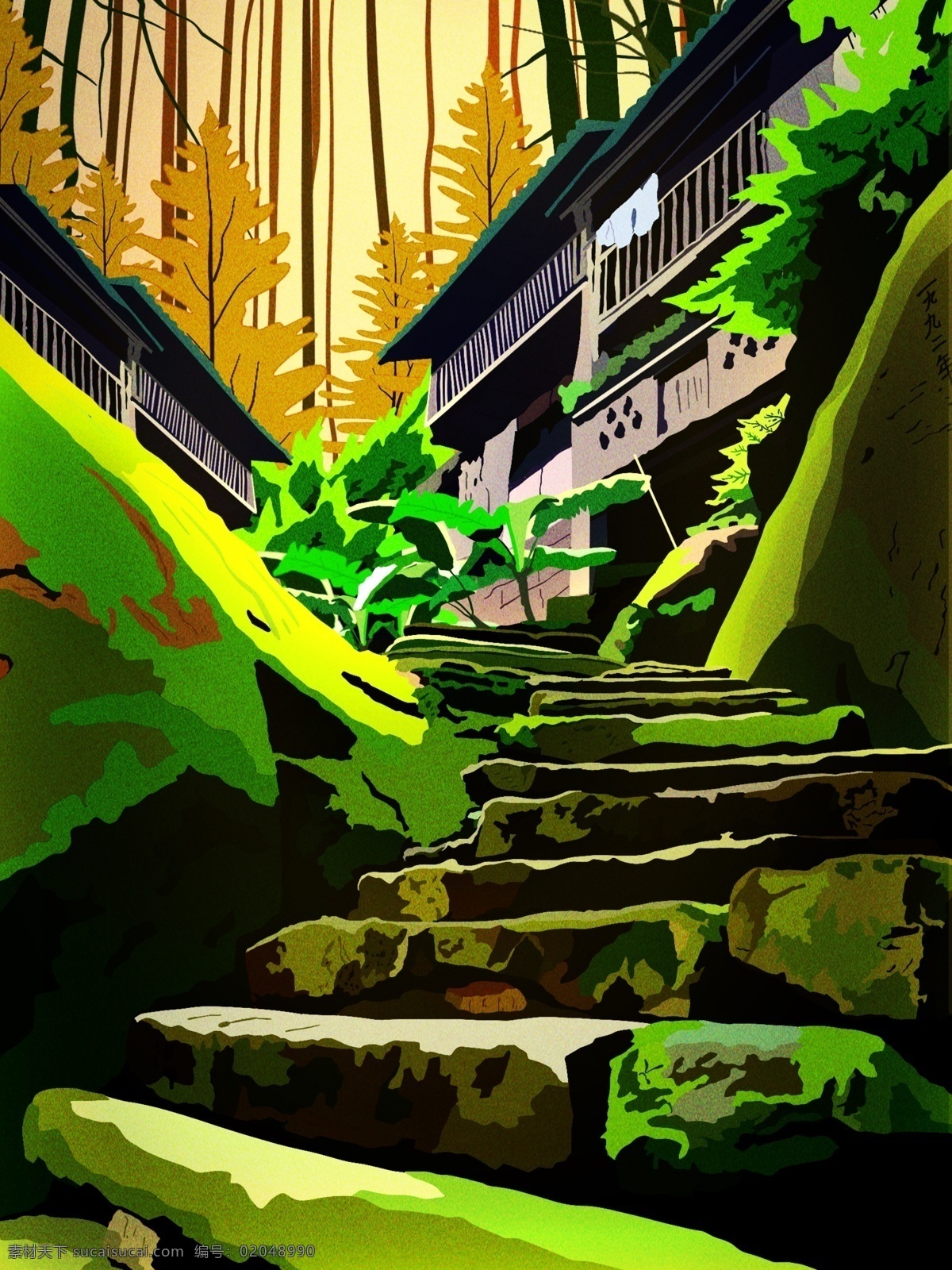 心语 心情 早安 你好 侗族 建筑 小道 石头 森林 小清新 插画 心语心情 小数民族 民主 青苔 高山 楼梯 石阶梯 阶梯 芭蕉 香蕉树 乡间 早 早晨 早安你好 苗族 贵州 广西 古建筑 老 吊脚楼 绿 矢量
