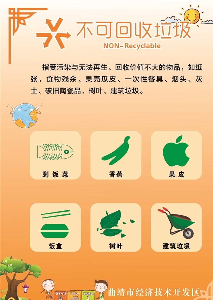 垃圾分类海报 垃圾 可回收垃圾 易腐垃圾 其他垃圾 有害垃圾 垃圾标志 垃圾标识