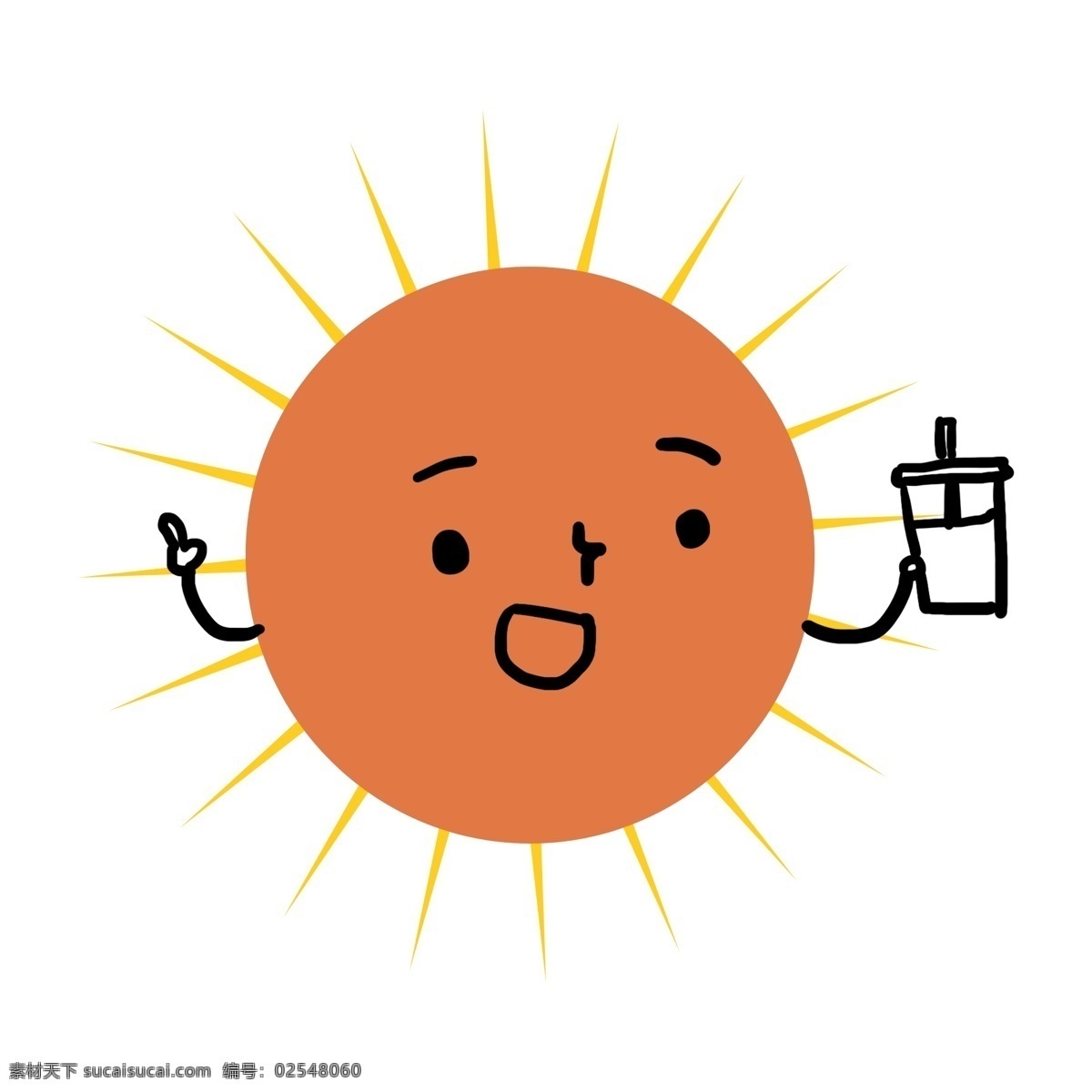 太阳卡通可爱 太阳 卡通 可爱 橘红色 简单 美好