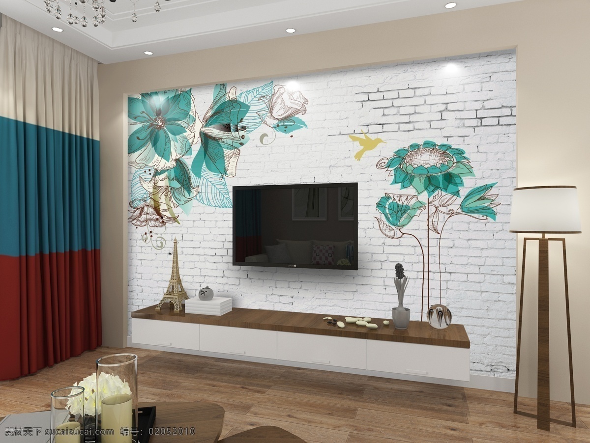 宜家 风格 电视 背景 墙 样机