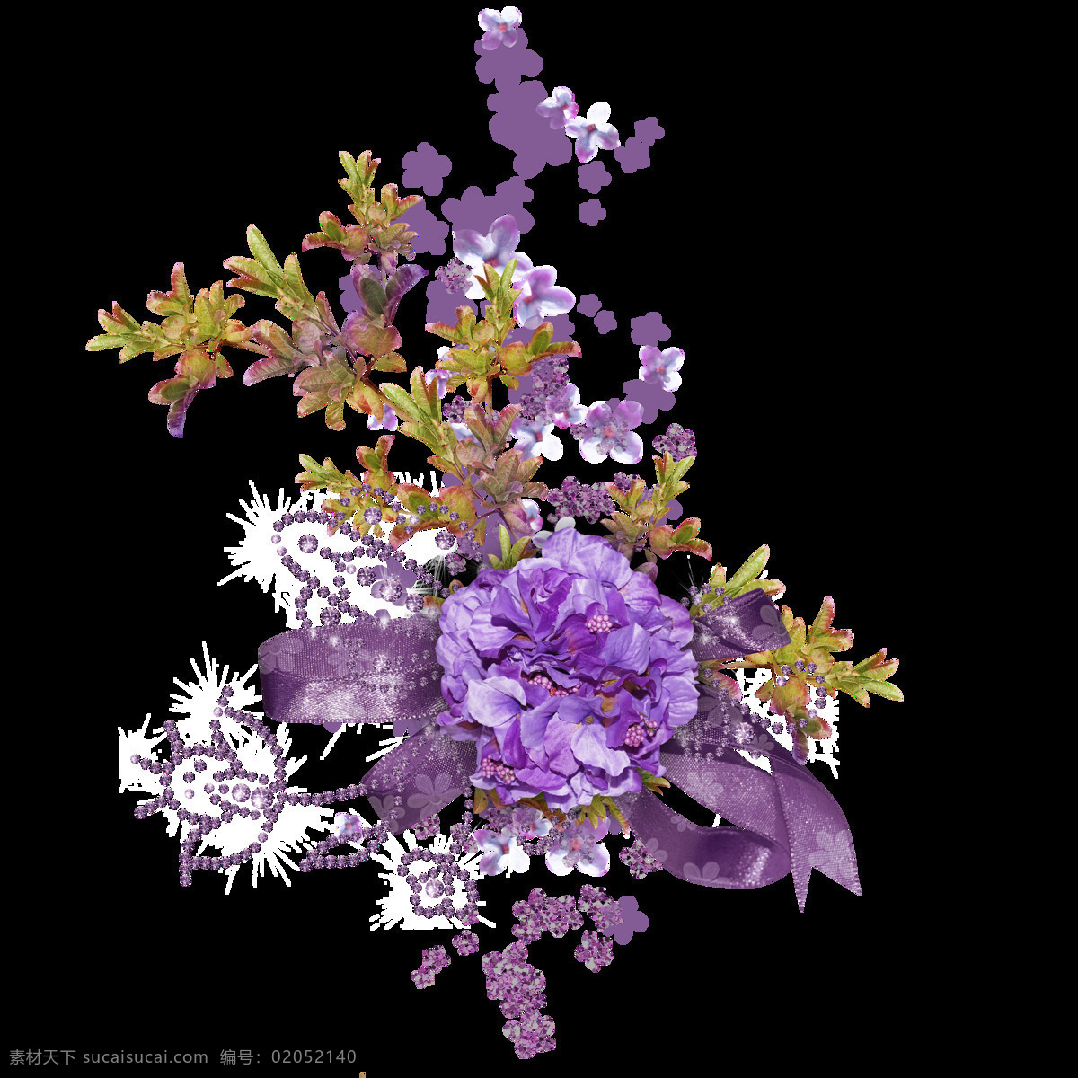 紫色 装饰 花朵 元素 礼物
