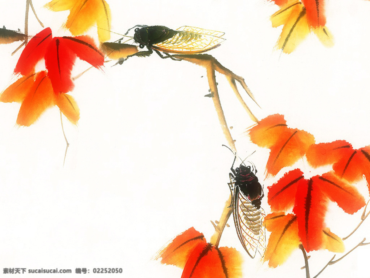 蝉 古典 花草 花朵 绘画书法 昆虫 设计图库 水墨 蝉世界 中国水墨画 昆虫世界 植物 线条 知了 文化艺术 生物世界