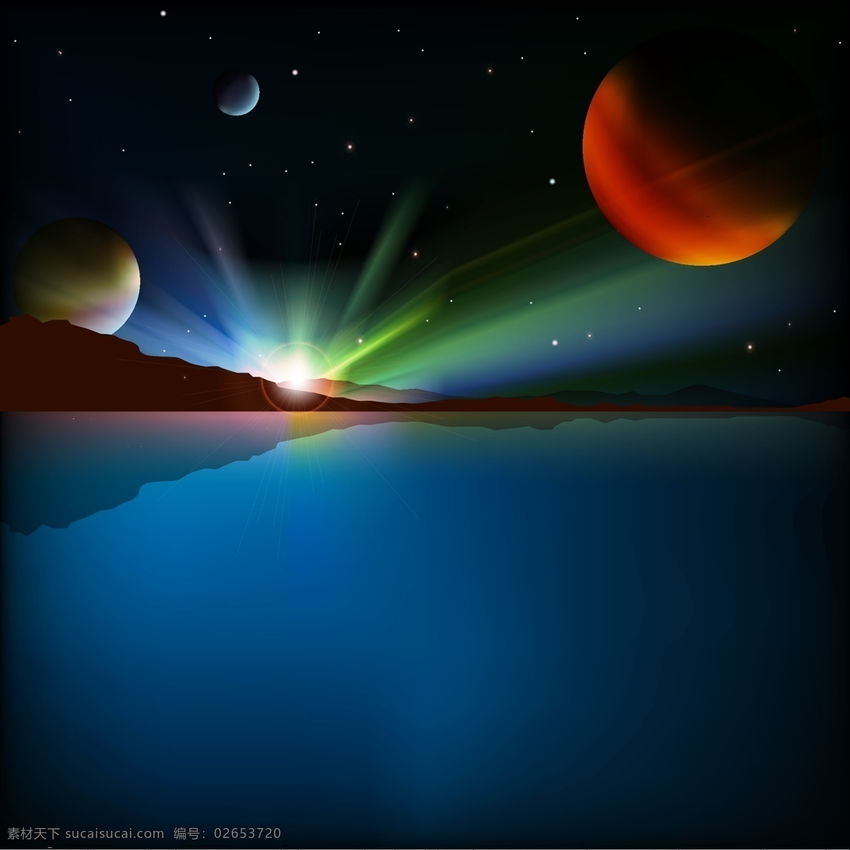 星空 格 绚丽 光芒 量 观星光点点 球夜空风景 景 矢量 素 自然风景 自然景观